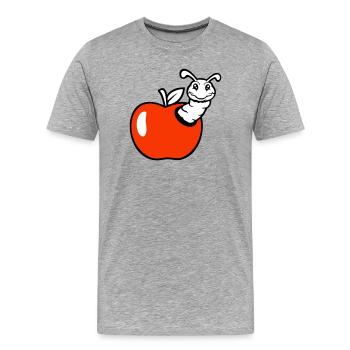 la chenille du fruit de la pomme jette un œil par le trou sourit au doux ver - T-shirt bio Premium Homme - gris chiné - Devant - Damien (186cm)