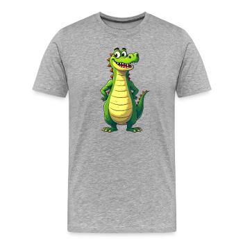 Crocodile Illustration Clipart Afrique Animal Drôle - T-shirt bio Premium Homme - gris chiné - Devant - Damien (186cm)
