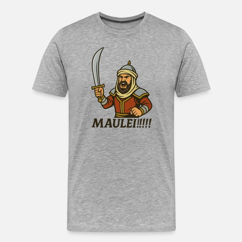 ⚔️ Arabischer Krieger mit Bart – „Maulei!!!“ - Männer Premium Bio T-Shirt - Grau meliert