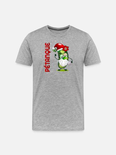 Weihnachts-Petanque-Boule-Gurken - Männer Premium Bio T-Shirt - Grau meliert