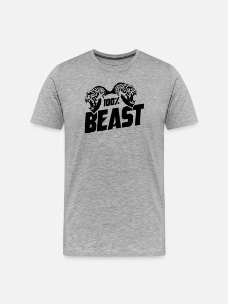 Gorilla Beast Motivation - Männer Premium Bio T-Shirt - Grau meliert