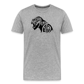 Gorille tribal à dos argenté - T-shirt bio Premium Homme - gris chiné - Devant - Damien (186cm)