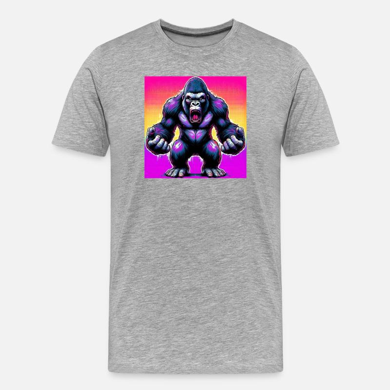 Gorilla - Männer Premium Bio T-Shirt - Grau meliert