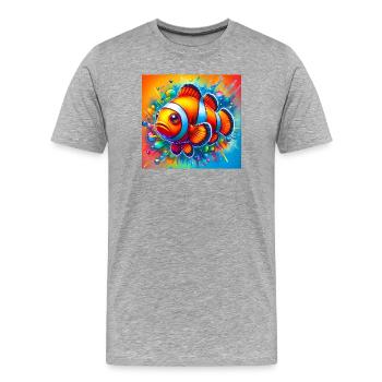 Poisson-clown - T-shirt bio Premium Homme - gris chiné - Devant - Damien (186cm)