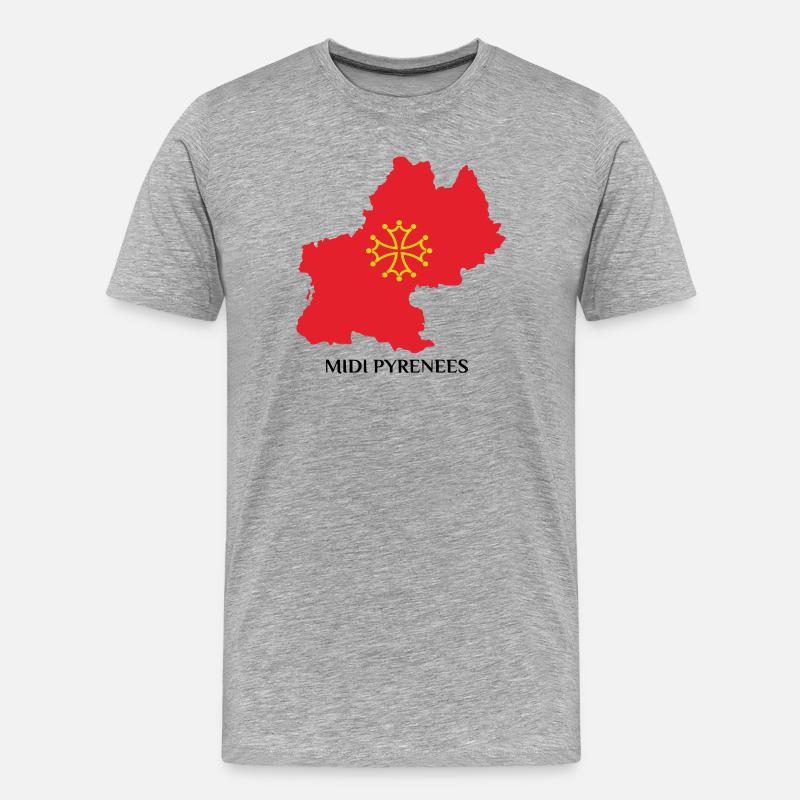 Karte der Midi-Pyrénées - Männer Premium Bio T-Shirt - Grau meliert