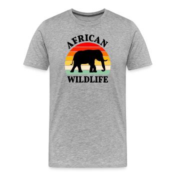 Éléphant Afrique Animal Safari Animaux Serengeti Rétro - T-shirt bio Premium Homme - gris chiné - Devant - Damien (186cm)