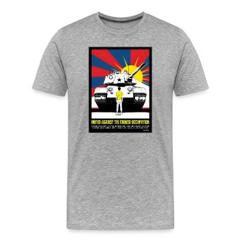 VEREINT GEGEN CHINAS ILLEGALE BESATZUNG - Männer Premium Bio T-Shirt - Grau meliert - Vorne - Damien (186cm)