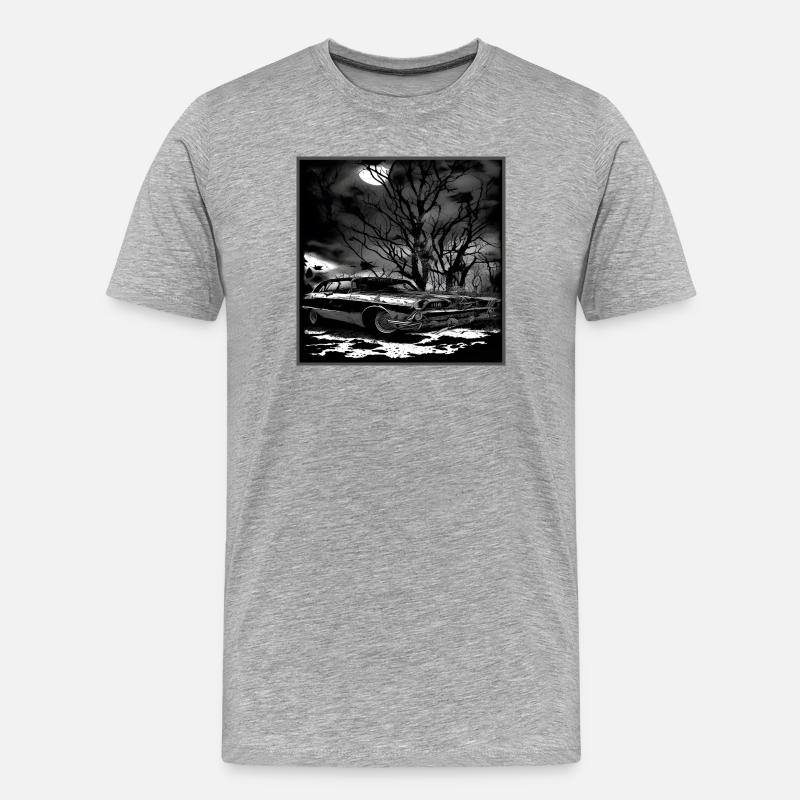 Oldtimer Oldtimer unter verwunschenem Baum - Männer Premium Bio T-Shirt - Grau meliert