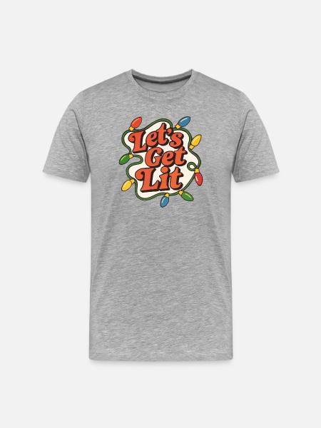 Festive Christmas Lights Let's get Lit - Men's Premium Organic T-Shirt - heather grey