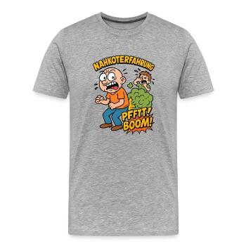 Expérience de pet près des selles - T-shirt bio Premium Homme - gris chiné - Devant - Damien (186cm)