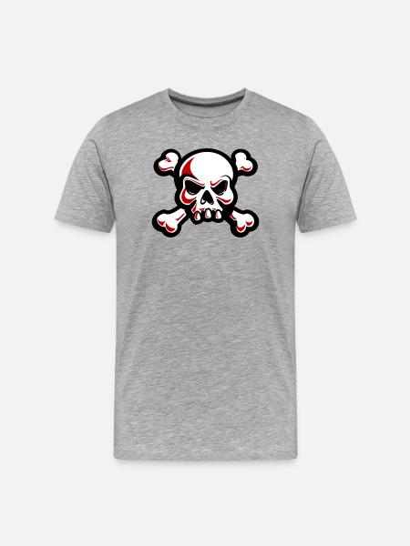 skull skeleton bones symbol - Men's Premium Organic T-Shirt - heather grey