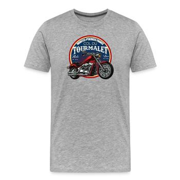 Tourmalet Mountainbike Abzeichen - Männer Premium Bio T-Shirt - Grau meliert - Vorne - Damien (186cm)