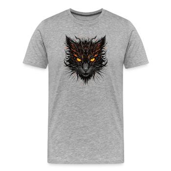 Bold Cat - Men's Premium Organic T-Shirt - heather grey - Front - Damien (186cm)