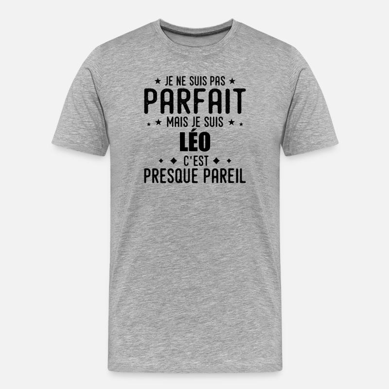 Löwe: authentisch, unvollkommen, oben, Perfektion - Männer Premium Bio T-Shirt - Grau meliert