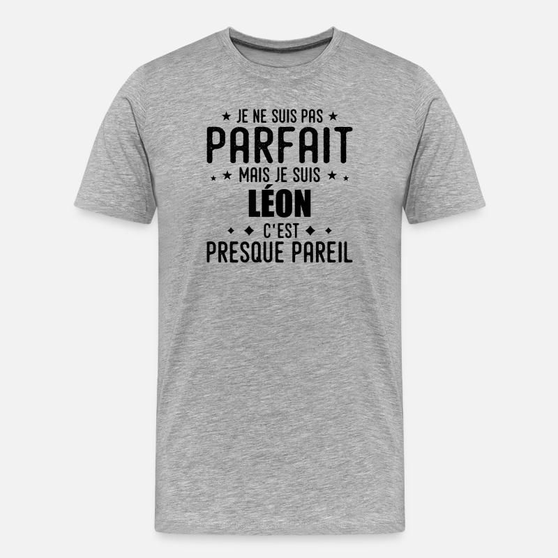 Léon: authentisch, unvollkommen, oben, Perfektion - Männer Premium Bio T-Shirt - Grau meliert