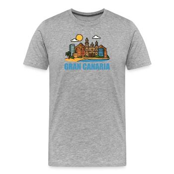 Colorful cityscape of Gran Canaria - Men's Premium Organic T-Shirt - heather grey - Front - Damien (186cm)