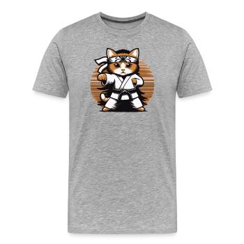 Kawaii Cat Karate Dojo Design - Men's Premium Organic T-Shirt - heather grey - Front - Damien (186cm)