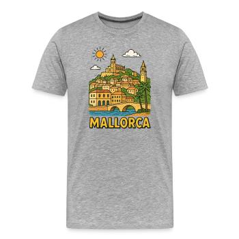 Colorful cityscape of Mallorca - Men's Premium Organic T-Shirt - heather grey - Front - Damien (186cm)
