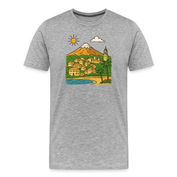 Colorful cityscape of Tenerife - Men's Premium Organic T-Shirt - heather grey - Front - Damien (186cm)