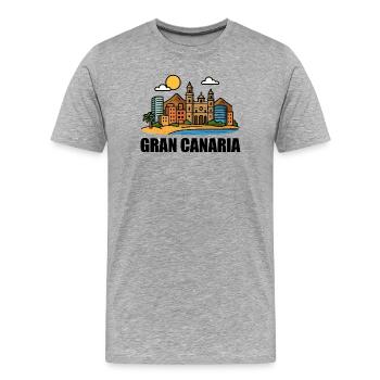 Colorful cityscape of Gran Canaria - Men's Premium Organic T-Shirt - heather grey - Front - Damien (186cm)
