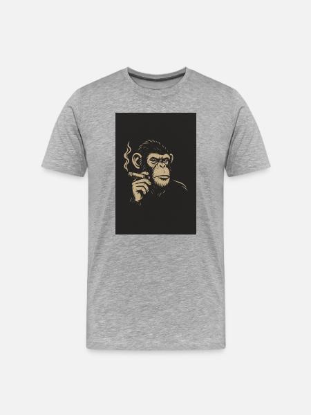 Monkey with Cigars Art Print - Men's Premium Organic T-Shirt - heather grey