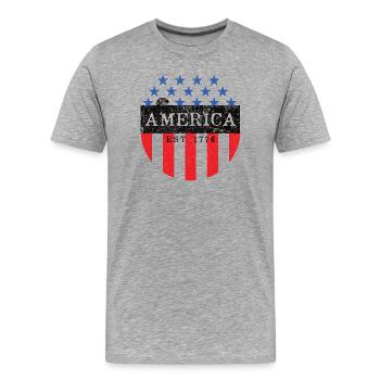 Amerikanischer patriotischer Shield - Männer Premium Bio T-Shirt - Grau meliert - Vorne - Damien (186cm)