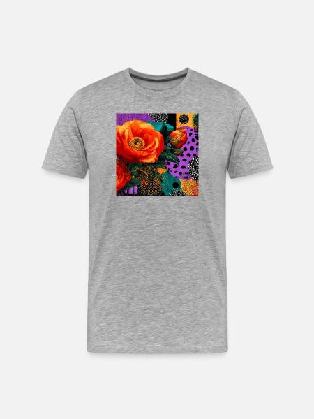 Bright Flowers on Abstract Background - Men's Premium Organic T-Shirt - heather grey