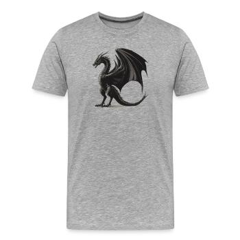 Drachen Drache - Männer Premium Bio T-Shirt - Grau meliert - Vorne - Damien (186cm)