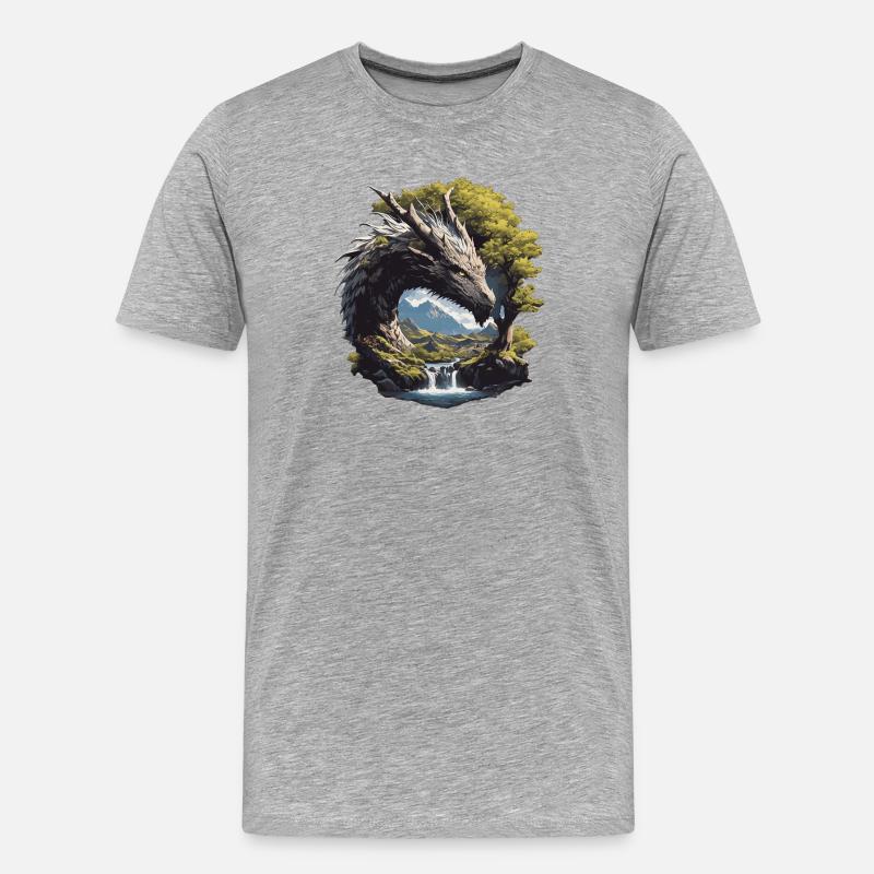 Drachen Drache - Männer Premium Bio T-Shirt - Grau meliert
