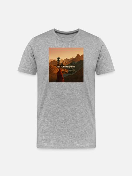 Tibet Colonization - Men's Premium Organic T-Shirt - heather grey