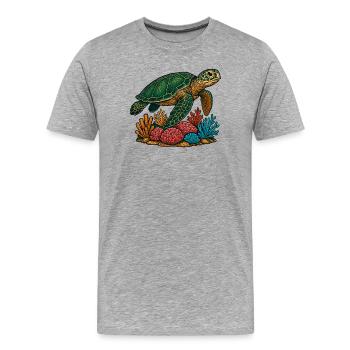 Grüne Meeresschildkröte Taucher Design - Männer Premium Bio T-Shirt - Grau meliert - Vorne - Damien (186cm)