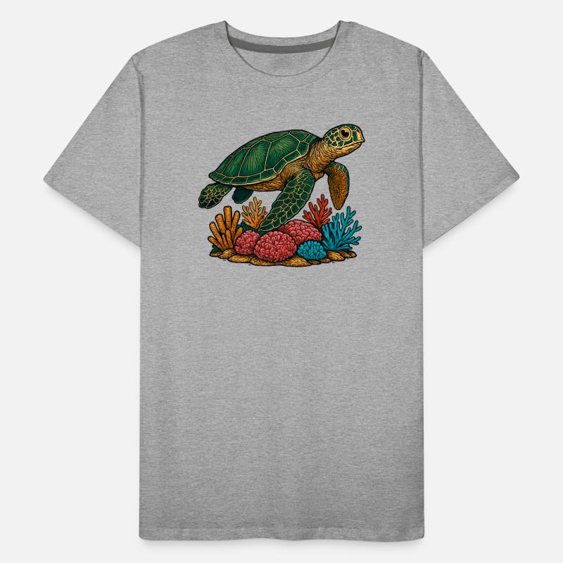 Conception de plongeur de tortue de mer verte T-shirt bio Premium Homme