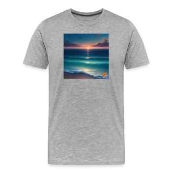 Atlantischer Sonnenuntergang über dem ruhigen Meer - Männer Premium Bio T-Shirt - Grau meliert - Vorne - Damien (186cm)