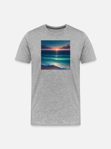 Atlantic Sunset over the Tranquil Sea - Men's Premium Organic T-Shirt - heather grey