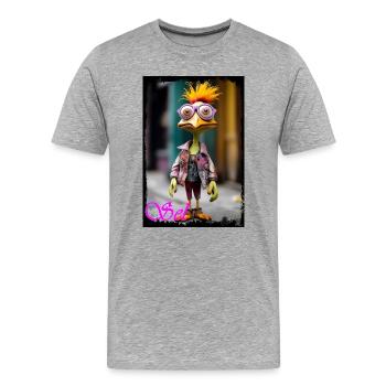 Ausgezeichneter Vogel Puppe mit Nerd-Style - Männer Premium Bio T-Shirt - Grau meliert - Vorne - Damien (186cm)