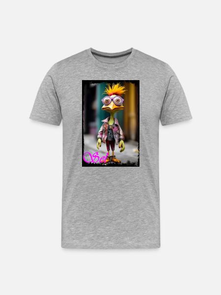 Excellent bird doll with nerd style - Men's Premium Organic T-Shirt - heather grey