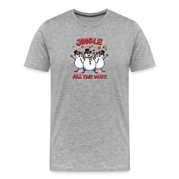 Disco Snowmen – Jingle All the Way - Men's Premium Organic T-Shirt - heather grey - Front - Damien (186cm)