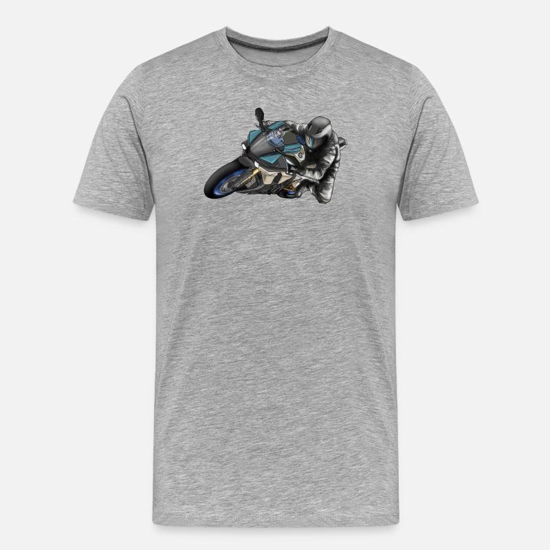 Adrenalin Motorrad Racing Design - Männer Premium Bio T-Shirt - Grau meliert