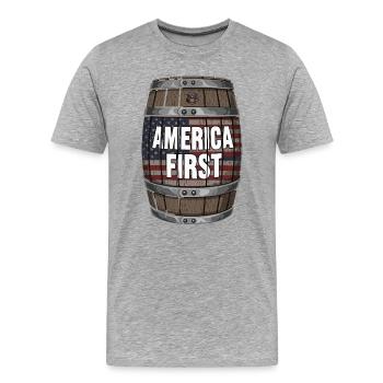 America First Patriot Barrel Design - Men's Premium Organic T-Shirt - heather grey - Front - Damien (186cm)