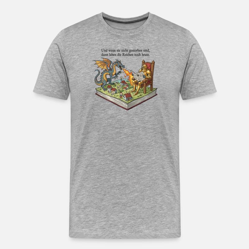 Die Reichen leben noch heute - Männer Premium Bio T-Shirt - Grau meliert