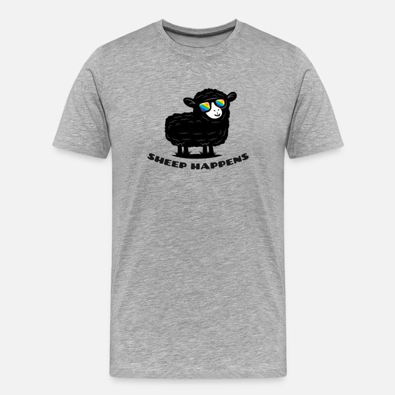 Lustiges Schaf mit Regenbogen-Sonnenbrille - Männer Premium Bio T-Shirt - Grau meliert