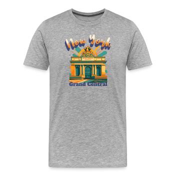 NEW YORK CITY - GRAND CENTRAL STATION T-shirt rétro - T-shirt bio Premium Homme - gris chiné - Devant - Damien (186cm)