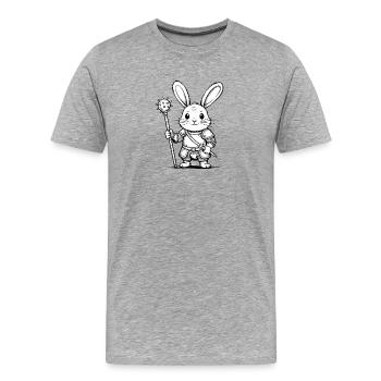 Chevalier Lapin - Logo Lapin Cool - T-shirt bio Premium Homme - gris chiné - Devant - Damien (186cm)