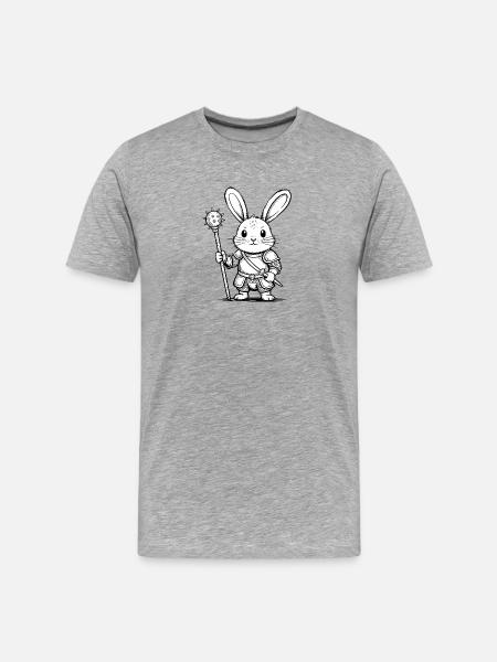 Rabbit Knight - Cool Rabbit Logo - Men's Premium Organic T-Shirt - heather grey