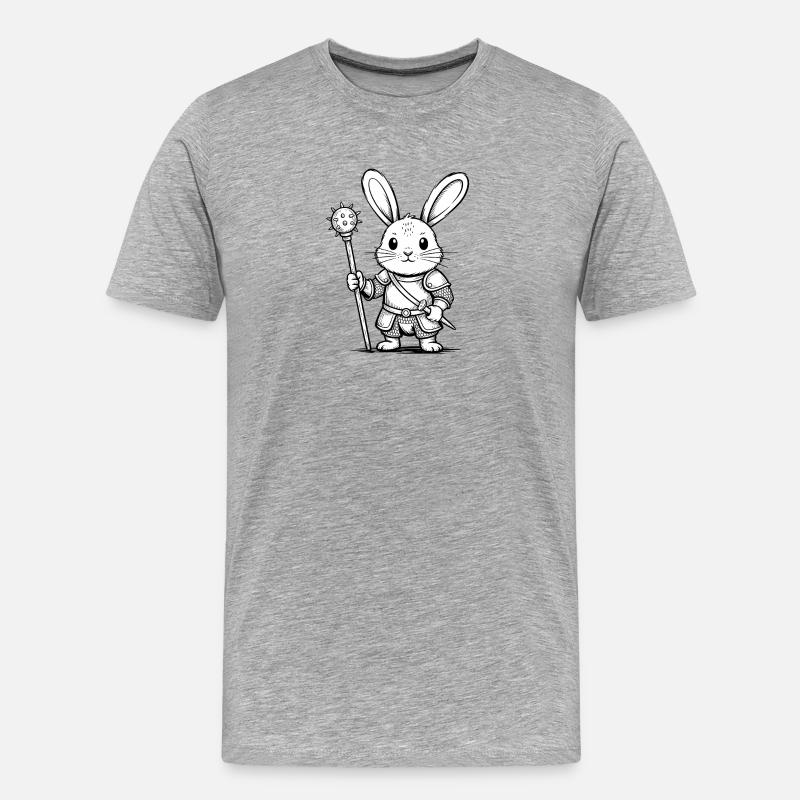 Rabbit Knight – Cooles Kaninchen-Logo - Männer Premium Bio T-Shirt - Grau meliert