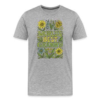 World's Best Granny Floral Tribute - Men's Premium Organic T-Shirt - heather grey - Front - Damien (186cm)