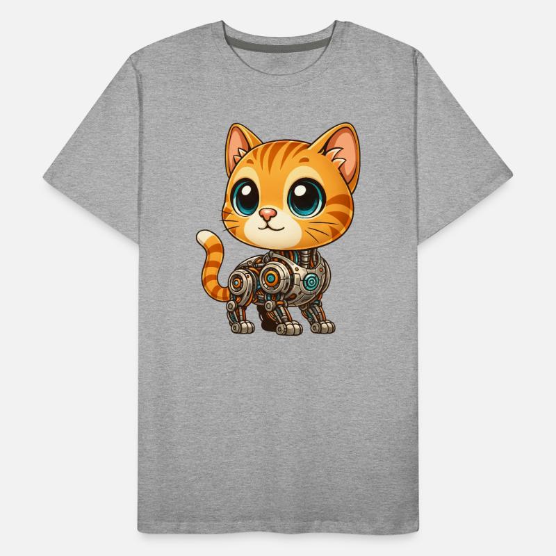 chat mignon dessin animé cyborg robot robot chat T-shirt bio Premium Homme