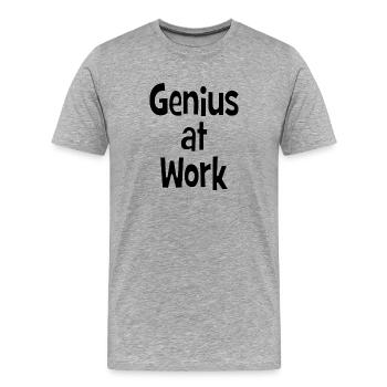 Genius at Work - Genie bei der Arbeit - Männer Premium Bio T-Shirt - Grau meliert - Vorne - Damien (186cm)