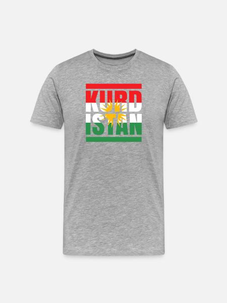 Kurdistan Flagge mit Sonnenmotif - Männer Premium Bio T-Shirt - Grau meliert