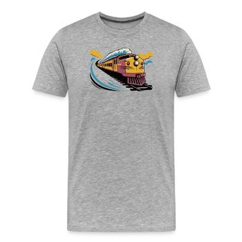 Retro Modern Locomotive Illustration - Men's Premium Organic T-Shirt - heather grey - Front - Damien (186cm)